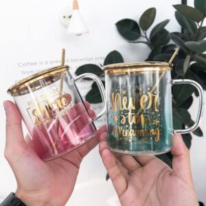 Cốc thủy tinh mạ nhũ vàng - LC01