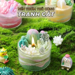 Nến thơm thủ công TRANH CÁT - khử mùi làm quà tặng cưới Sinh Nhật Tốt Nghiệp Decor